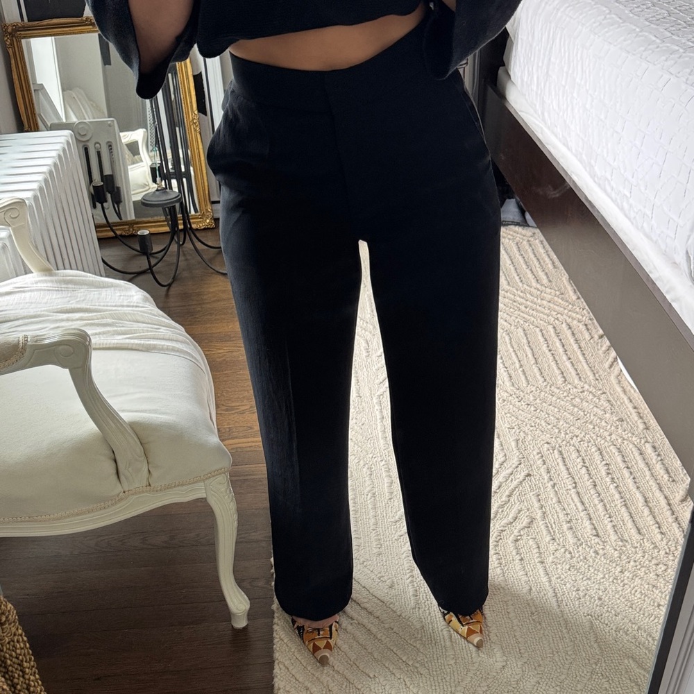 Wilfred Alanya Black High-Rise Wide-Leg Crepe Pant Trousers